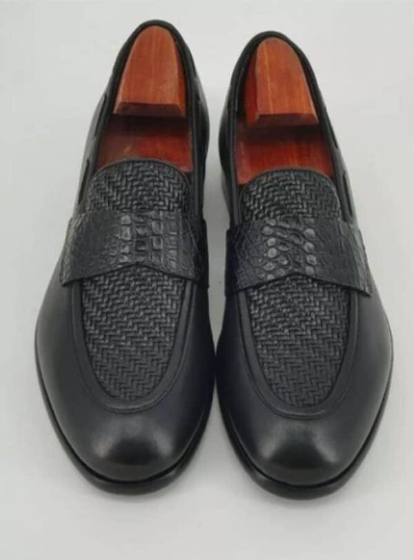luxury leather loafers shoe black